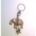 Blue Eye Key Chain - with Elephant silver finish - 12 pcs pack